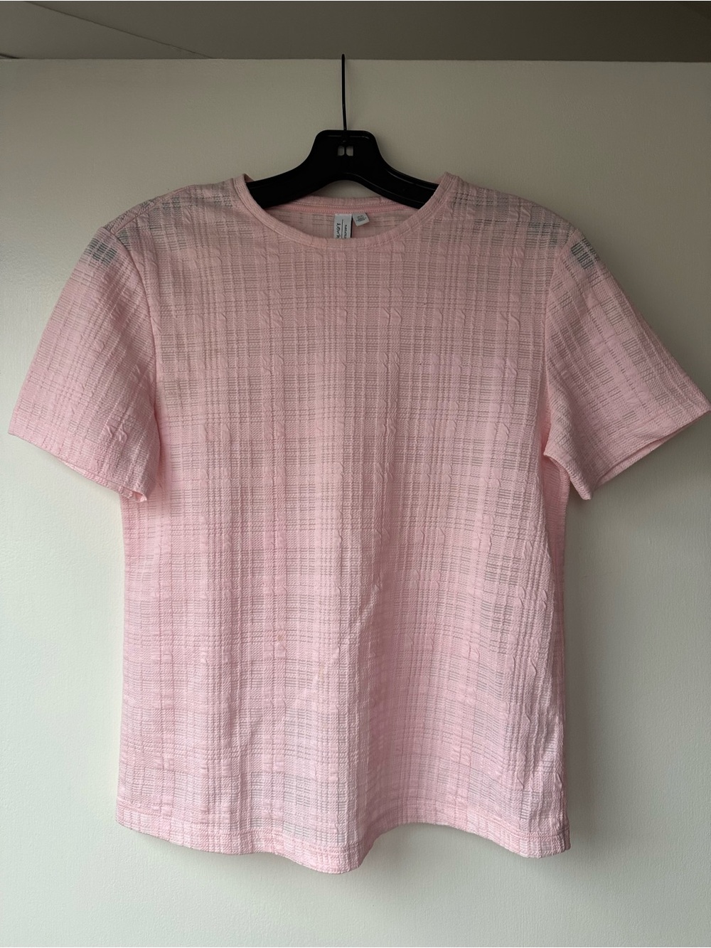 & Other Stories Light Pink Textured Short Sleeve Tee